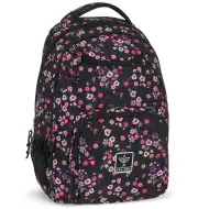 Ars Una: Pearl Blossom Black ghiozdan cu flori AU-6, rucsac 34x45x26cm