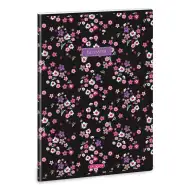 Ars Una: Pearl Blossom caiet negru cu linii și capsă extra A/4