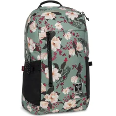 Ars Una: Rucsac școlar verde cu flori AU-17 32x47x18cm
