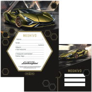 Ars Una: Set de 10 invitații cu model Lamborghini galben și plicuri