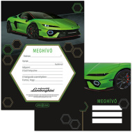 Ars Una: Set de 10 invitații cu model Lamborghini verde, cu plicuri