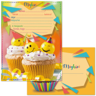 Ars Una: Set de 10 invitații cu model de brioșe, cu plicuri