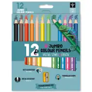 Ars Una: Set de creioane colorate triunghiulare JUMBO cu 12 culori, cu ascuțitoare.