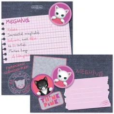 Ars Una: Think Pink cu pisici, set de 10 invitații cu plicuri