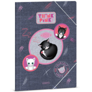 Ars Una: Think Pink dosar cu elastic drăguț cu pisici, mărime A4