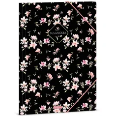 Ars Una: dosar cu elastic, cu flori de magnolie, format A4