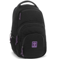 Ars Una: ghiozdan/rucsac școlar pentru fete, negru-violet, Cordura, AU-2 32x46x22 cm