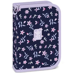 Ars Una: penar pliabil capitonat cu model floral Navy Bloom, 12,8x19,3x3,6 cm