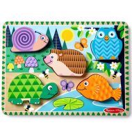 Atinge și Simte — Puzzle tactil din lemn cu animale din pădure - Melissa &amp; Doug