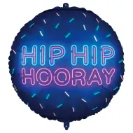 Balon folie – inscripție neon „HIP HIP HOORAY” 46cm