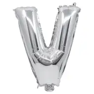 Balon folie în formă de literă argintie – Litera V 32cm