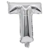 Balon folie în formă de literă argintie - Litera T 32cm