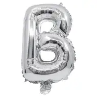 Balon folie în formă de literă, culoare argintie – litera B, 32cm