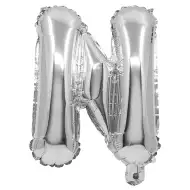 Balon folie în formă de literă, culoare argintie – litera N, 32 cm