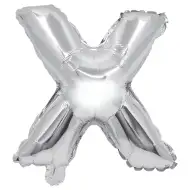 Balon folie în formă de literă, culoare argintie – litera X, 32 cm