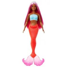 Barbie Dreamtopia: Păpușă cu păr roz și coadă de sirenă de culoare coral - Mattel imaginea 2