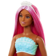 Barbie Dreamtopia: Păpușă cu păr roz și coadă de sirenă de culoare coral - Mattel imaginea 3