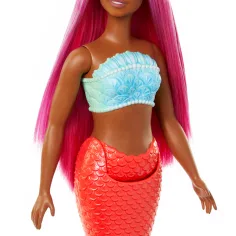 Barbie Dreamtopia: Păpușă cu păr roz și coadă de sirenă de culoare coral - Mattel imaginea 4