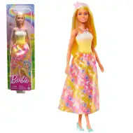 Barbie Dreamtopia: Păpușă prințesă în rochie galben-roz cu fluturi - Mattel
