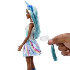 Barbie Dreamtopia: Păpușă unicorn în rochie cu curcubeu albastru - Mattel imaginea 4