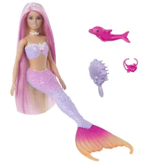 Barbie: Păpușă sirena care își schimbă culoarea cu accesorii - Mattel imaginea 2