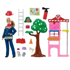 Barbie: Set de joacă stație de pompieri - Mattel imaginea 6