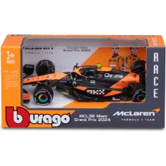 Bburago: McLaren Racing MCL38 (2024) mașină de Formula 1 model auto din metal 1/43 (Lando Norris #4)