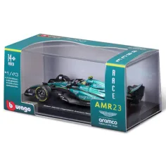 Bburago: Model auto metalic Aston Martin AMR23 F1 la scară 1/43 (Fernando Alonso #14, versiune cu cască) imaginea 5
