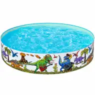 Bestway: Fill n Fun™ piscină cu pereți rigizi și design cu dinozauri, Ø 183 x 38 cm.