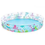 Bestway: Piscină transparentă cu trei inele, cu imprimeu acvatic, 183 x 33 cm