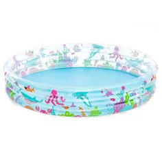 Bestway: Piscină transparentă cu trei inele, cu imprimeu acvatic, 183 x 33 cm