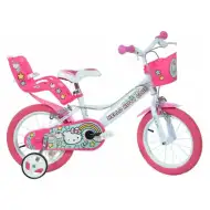 Bicicletă pentru copii Hello Kitty, roz-alb, mărimea 16 - bicicletă Dino Bikes
