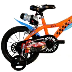 Bicicletă pentru copii Hot Wheels 14” cu suport pentru sticlă și roți ajutătoare, culoare portocaliu-negru – bicicletă Dino Bikes imaginea 4