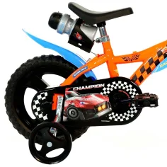 Bicicletă pentru copii Hot Wheels de 12” cu suport pentru sticlă și roți ajutătoare, în culori portocaliu-negru – bicicletă Dino Bikes imaginea 4