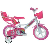 Bicicletă pentru copii, unicorn roz-alb, mărimea 12 - bicicletă Dino Bikes