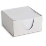 Bloc de notițe în formă de cub, 9×9×5 cm, 500 de foi, alb, în cutie