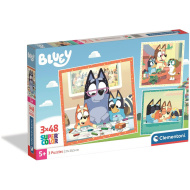 Bluey puzzle Super Color - set de 3 x 48 piese - Clementoni