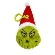 Breloc de pluș Grinch cu căciulă de Moș Crăciun, 8 cm