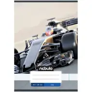 Caiet simplu cu capse, format A5, 20-32 de pagini, cu model de mașini de curse.