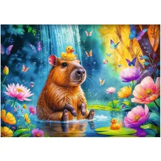 Capibară în apă, puzzle de 1000 de piese - Trefl imaginea 2