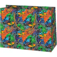 Cardex: Geantă de cadou mare cu dinozaur pe placă de surf, 26,7x13,7x33cm