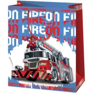 Cardex: Pungă de cadou mare cu autospecială de pompieri 26,7x13,7x33cm