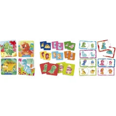 Carotina baby: Dinoland 3 în 1 memo, puzzle și joc de asociere - Lisciani imaginea 2