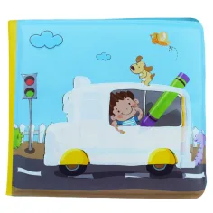 Carte pentru bebeluși: Vehicule, carte moale de bălăit, 14x13cm imaginea 3