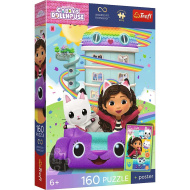 Căsuța de păpuși a Gabi, puzzle de 160 de piese cu poster UFT - Trefl