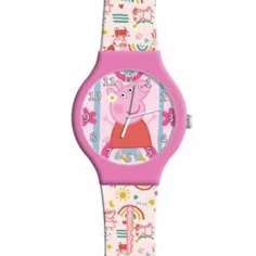 Ceas analog Peppa Pig în cutie decorativă de metal. imaginea 2
