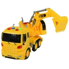 City Truck: Camion cu excavator cu lumina și sunet 20cm imaginea 5