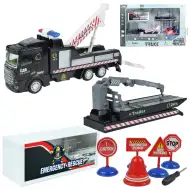 City Truck: Camion de salvare cu roți pivotante, transformabil, cu semne de camion, 19cm