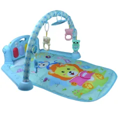 Covoraș de joacă albastru cu leu și pian pentru bebeluși 64x78cm imaginea 5