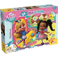 Disney Alice în Țara Minunilor 2 în 1 maxi puzzle de 24 piese și carte de colorat 70x50cm – Lisciani